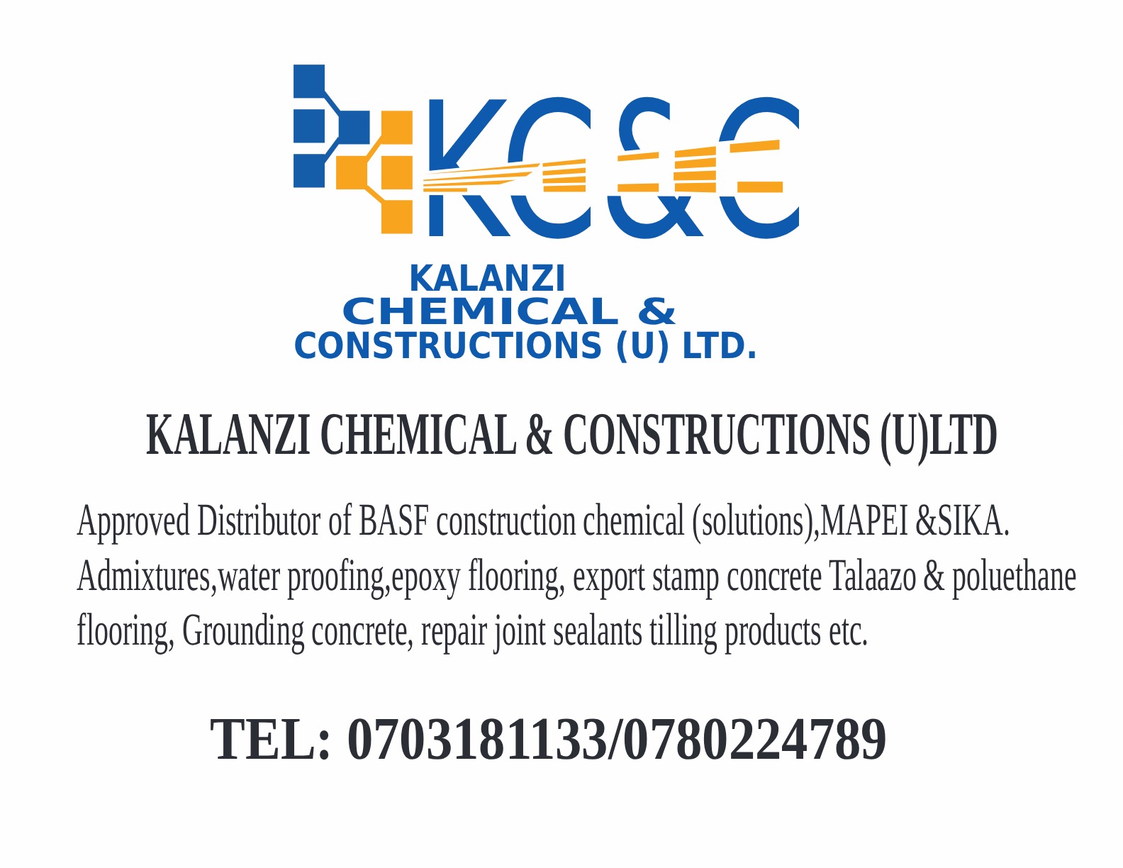 KALANZI CHEMICAL AND CONSTUCTIONS LTD LABELS